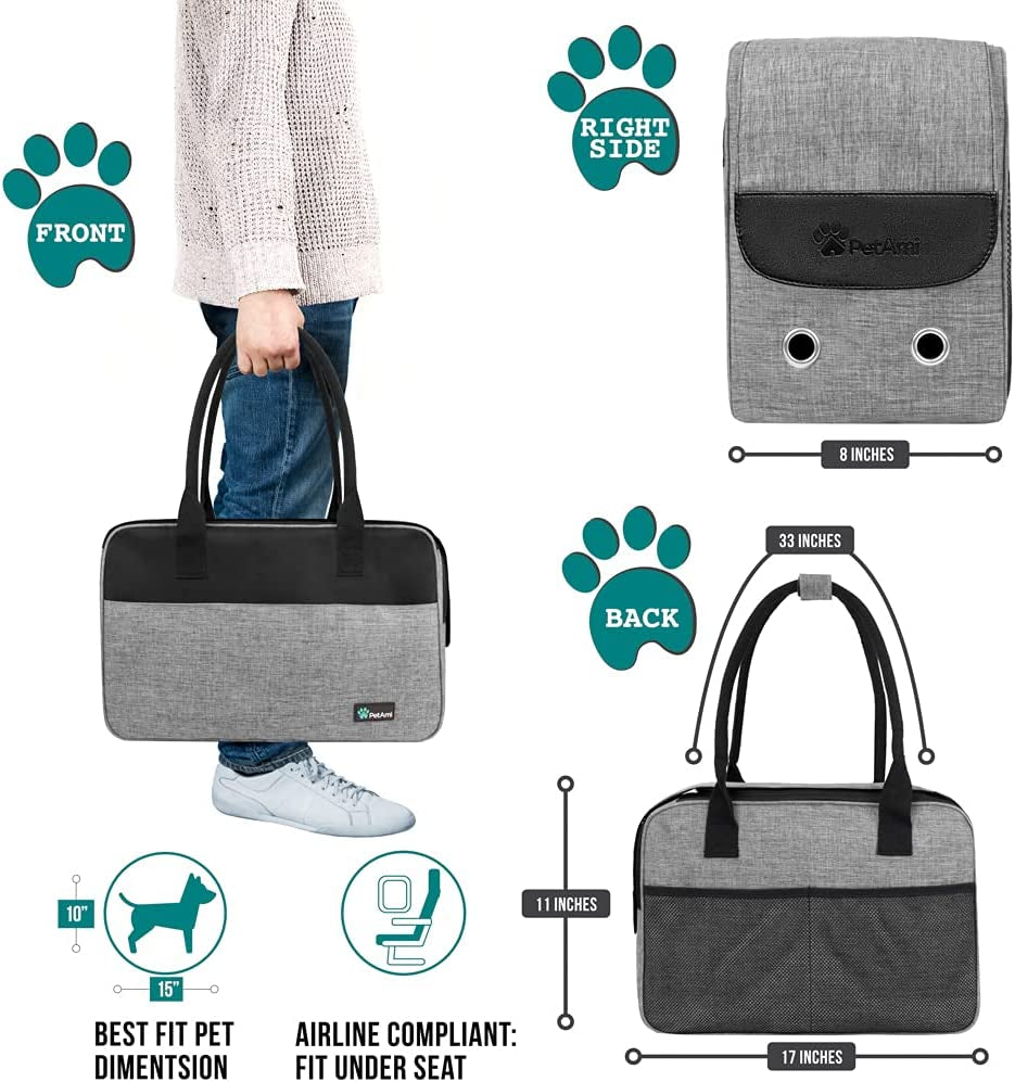 Airline Approved Dog Purse Carrier | Soft-Sided Pet Carrier for Small Dog, Cat, Puppy, Kitten | Portable Stylish Pet Travel Handbag | Ventilated Breathable Mesh, Sherpa Bed