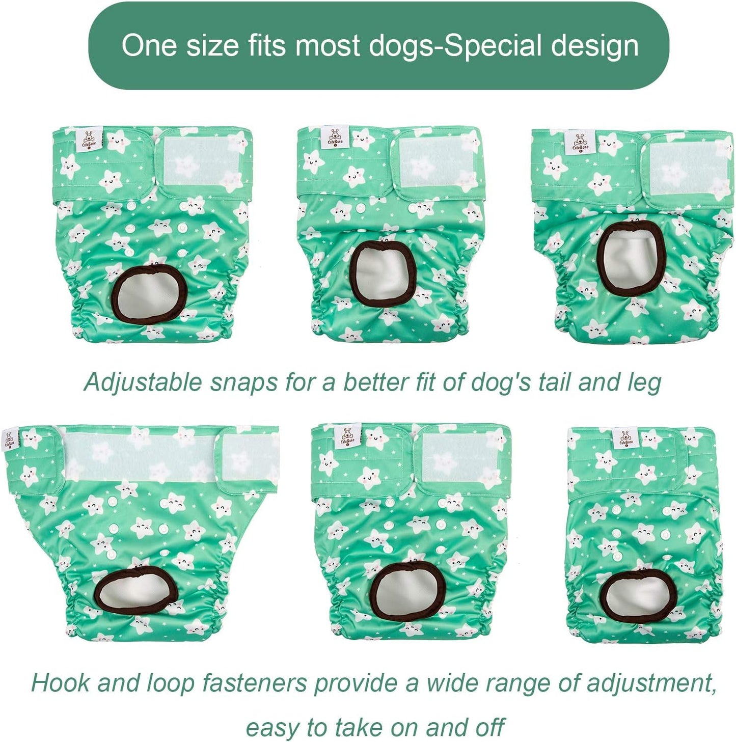 Dog Diapers Female Washable Doggie Diapers Reusable 3 Pack for Heat D29XS