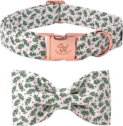 Dog Collar with Bow, Soft and Comfy Bowtie Christmas Dog Collar, Adjustable Pet Gift Collars for Medium Dogs