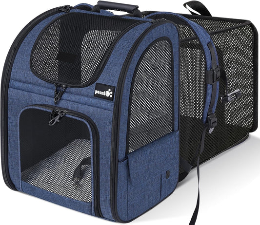 Pet Carrier Backpack, Cat Backpack Carrier, Expandable with Breathable Mesh for Small Dogs Cats, Dog Backpack Bag for Hiking Travel Camping Hold Pets up to 18 Lbs