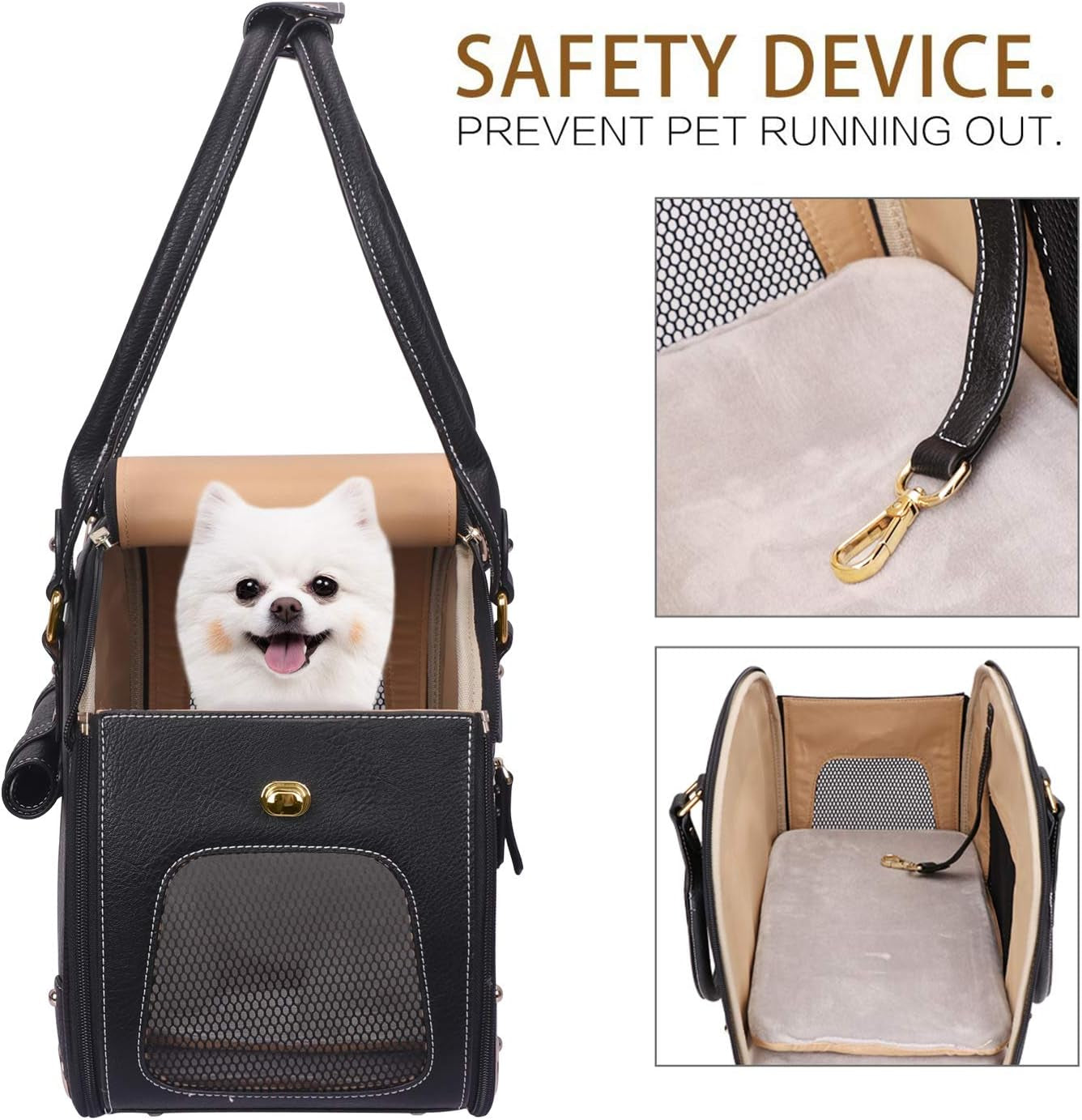 Dog Carrier, Pet Carrier, Dog Purse, Foldable Waterproof Premium PU Leather Pet Travel Portable Bag Carrier for Cat and Small Dog Home & Outdoor