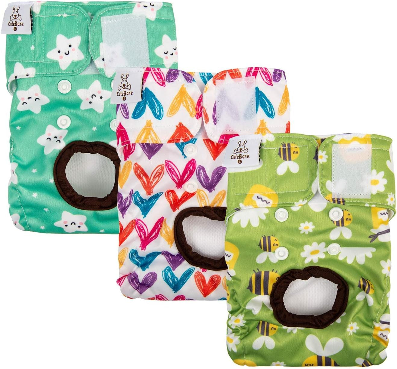 Dog Diapers Female Washable Doggie Diapers Reusable 3 Pack for Heat D29XS