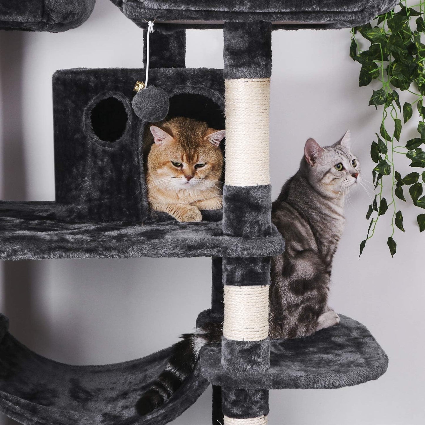 Large Cat Tree Condo with Sisal Scratching Posts Perches Houses Hammock, Cat Tower Furniture Kitty Activity Center Kitten Play House MMJ03