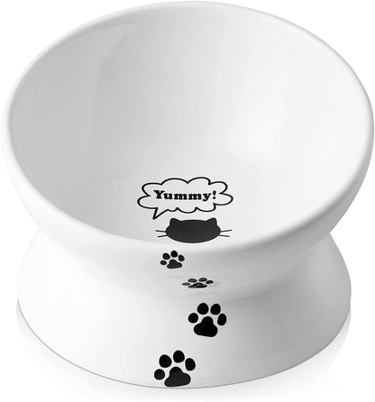 Cat Bowl anti Vomiting, Raised Cat Food Bowls, Tilted Elevated Cat Bowl, Ceramic Pet Food Bowl for Flat Faced Cats, Small Dogs, Protect Pet'S Spine, Dishwasher Safe