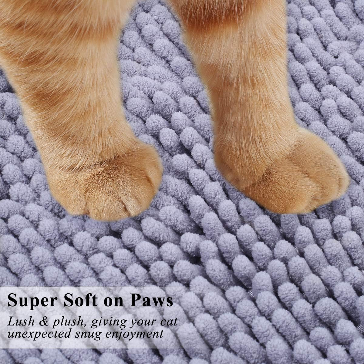 Cat Litter Mat, Litter Trapping Mat, 31"× 20" Cat Kitty Litter Rug with Waterproof Back, Super Soft for Cat'S Paws, Machine Washable, Grey