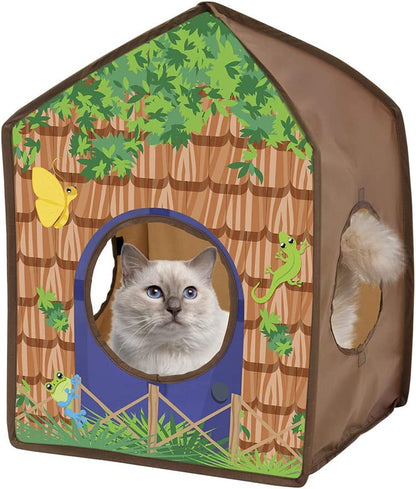 Pop-Up Safari Hut Play House, Cat Cube, Play Kennel, Cat Bed, Jungle Cat House