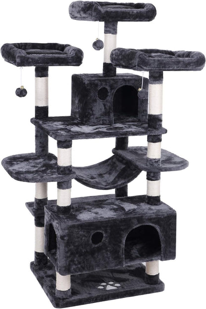 Large Cat Tree Condo with Sisal Scratching Posts Perches Houses Hammock, Cat Tower Furniture Kitty Activity Center Kitten Play House MMJ03